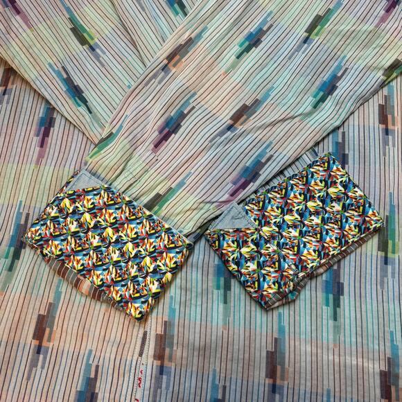 Robert Graham Blue Vertical Blocks Embroidered Flip Cuff Classic Fit Size 2XL - Picture 4 of 12